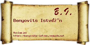 Benyovits István névjegykártya